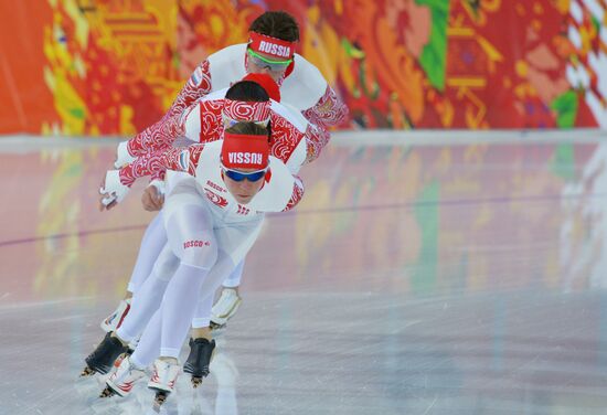 Winter Olympics 2014. Speed skating. Trainings