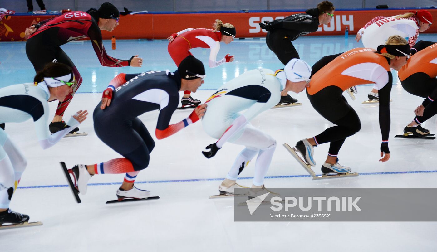 Winter Olympics 2014. Speed skating. Trainings