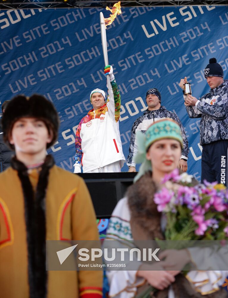 Olympic torch relay in Sochi. Day One