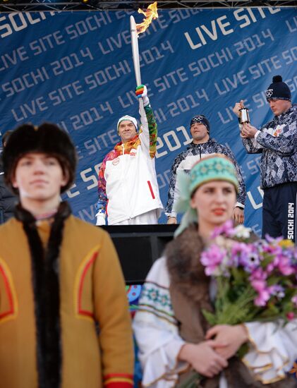 Olympic torch relay in Sochi. Day One