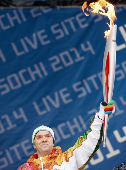 Olympic torch relay in Sochi. Day One
