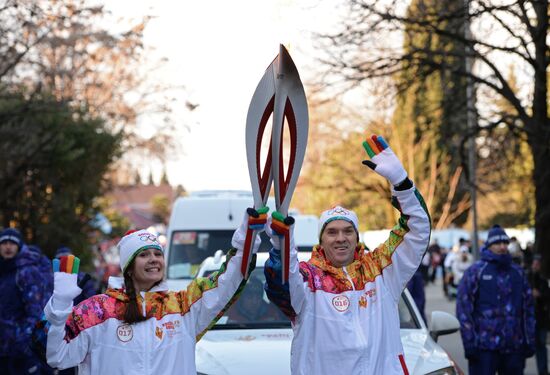 Olympic torch relay in Sochi. Day One