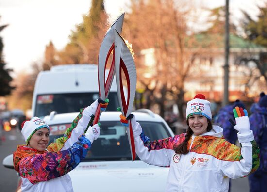 Olympic torch relay in Sochi. Day One