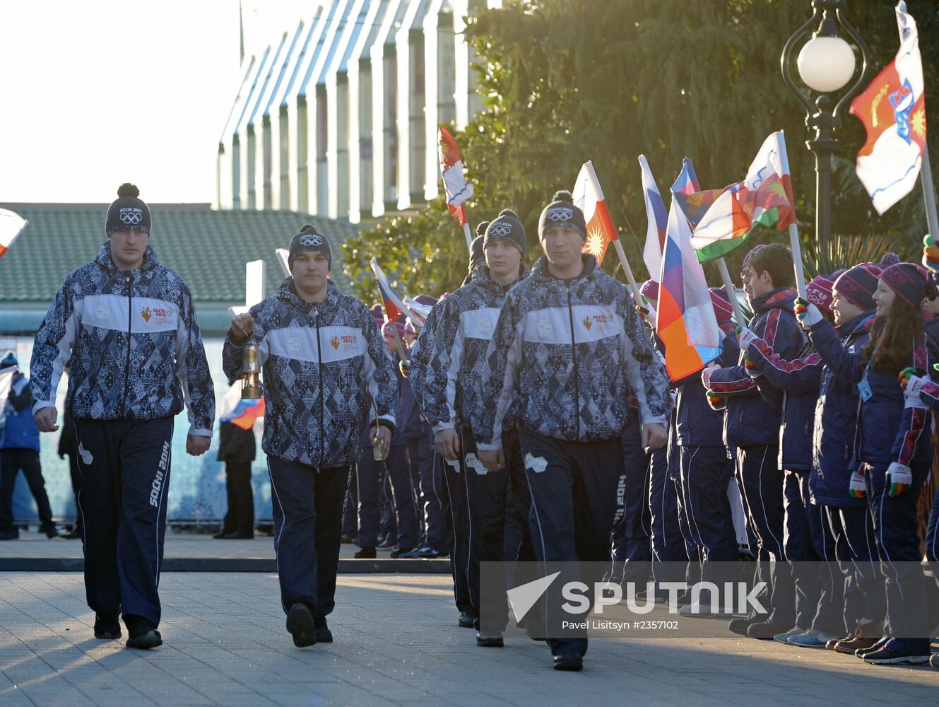 Olympic torch relay in Sochi. Day One