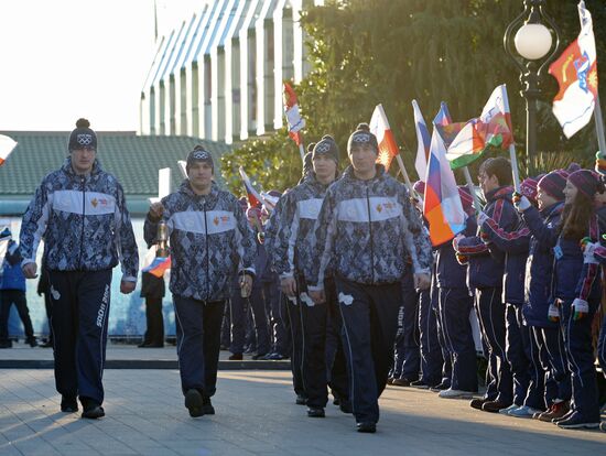 Olympic torch relay in Sochi. Day One
