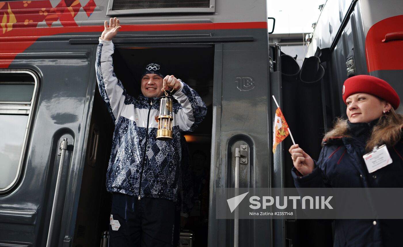 Olympic torch relay in Sochi. Day One