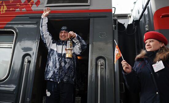 Olympic torch relay in Sochi. Day One
