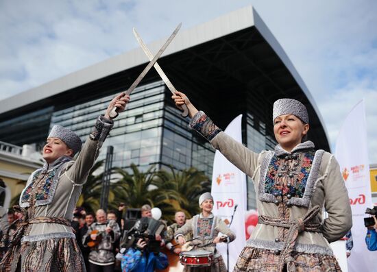 Olympic torch relay in Sochi. Day One