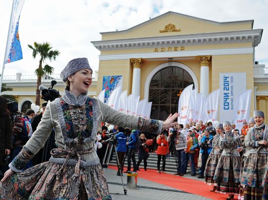 Olympic torch relay in Sochi. Day One