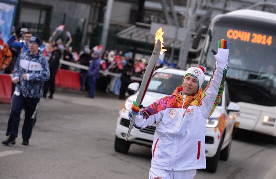 Olympic torch relay in Sochi. Day One