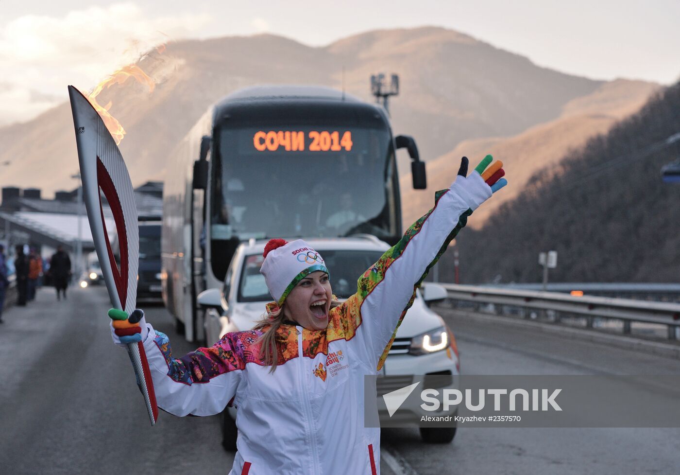 Olympic torch relay in Sochi. Day One