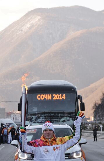 Olympic torch relay in Sochi. Day One
