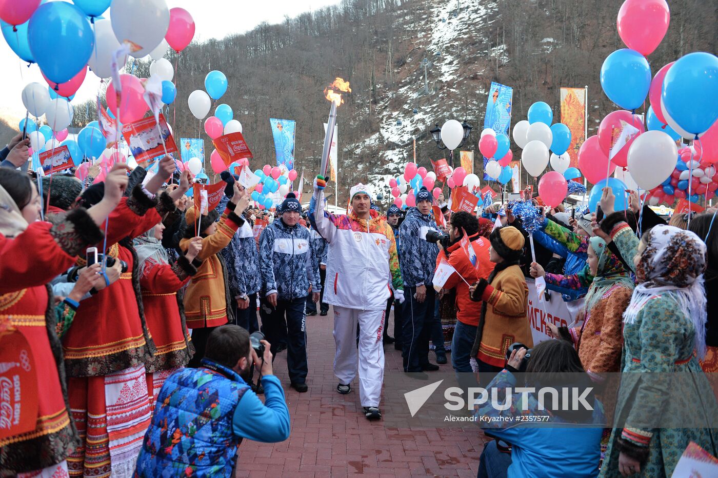 Olympic torch relay in Sochi. Day One