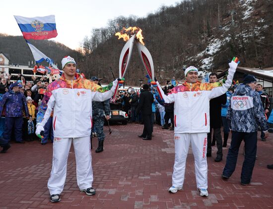 Olympic torch relay in Sochi. Day One