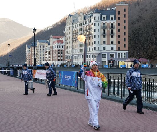 Olympic torch relay in Sochi. Day One