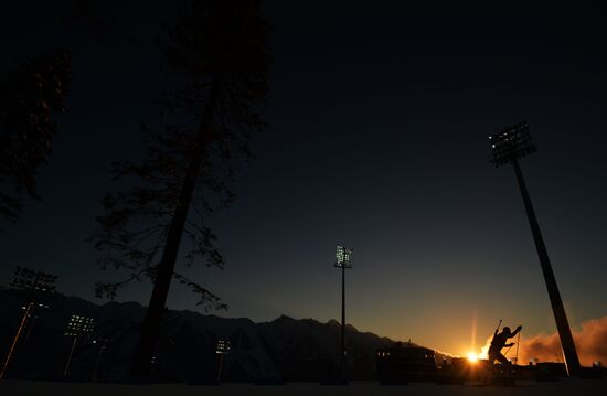 2014 Olympics. Biathlon. Men's sprint. Training session