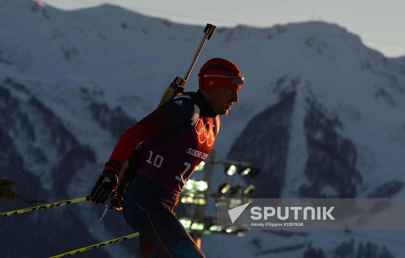 2014 Winter Olympics. Biathlon. Men. Sprint race. Trainings