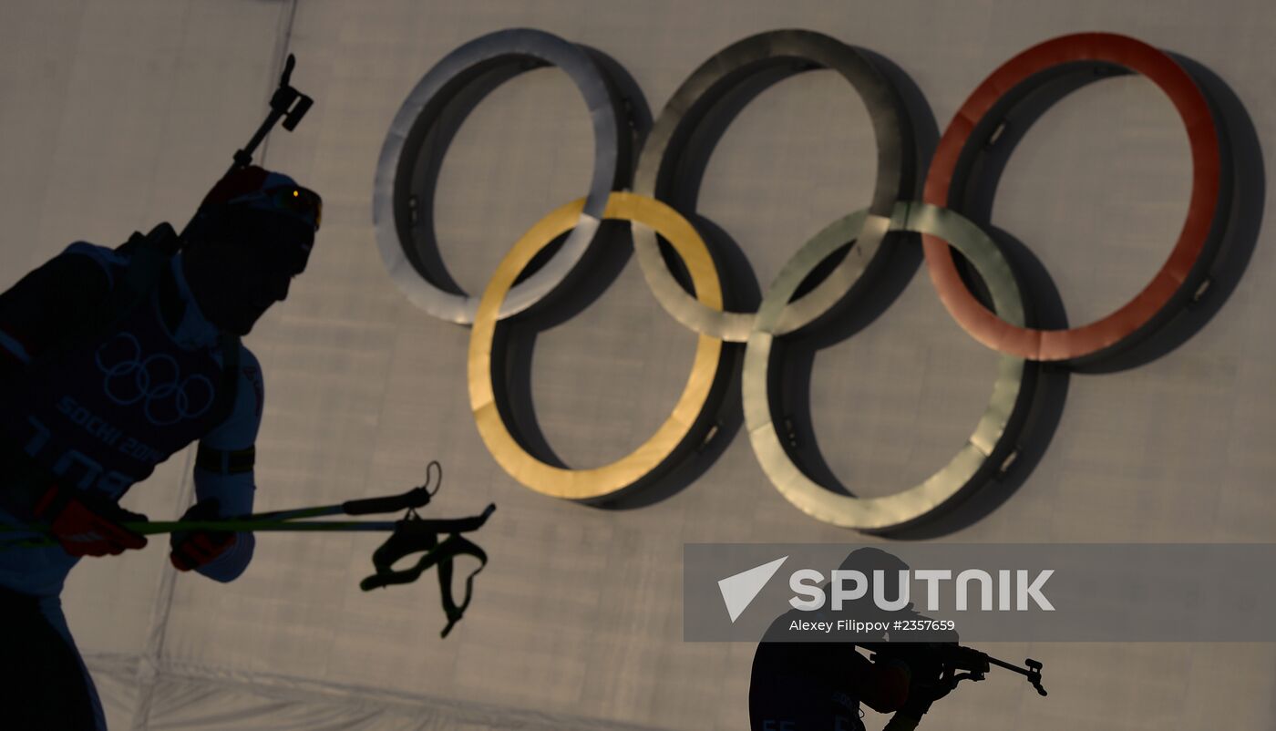 2014 Winter Olympics. Biathlon. Men. Sprint race. Trainings