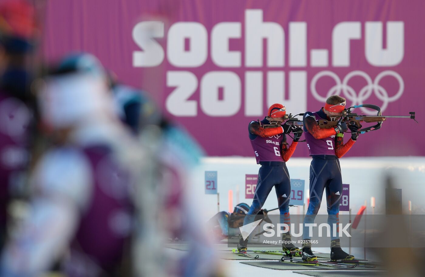 2014 Winter Olympics. Biathlon. Men. Sprint race. Trainings