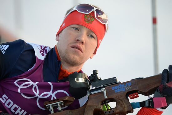 2014 Winter Olympics. Biathlon. Men. Sprint race. Trainings