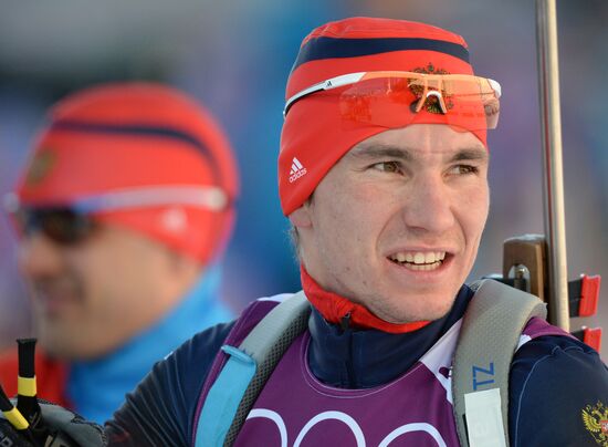 2014 Winter Olympics. Biathlon. Men. Sprint race. Trainings