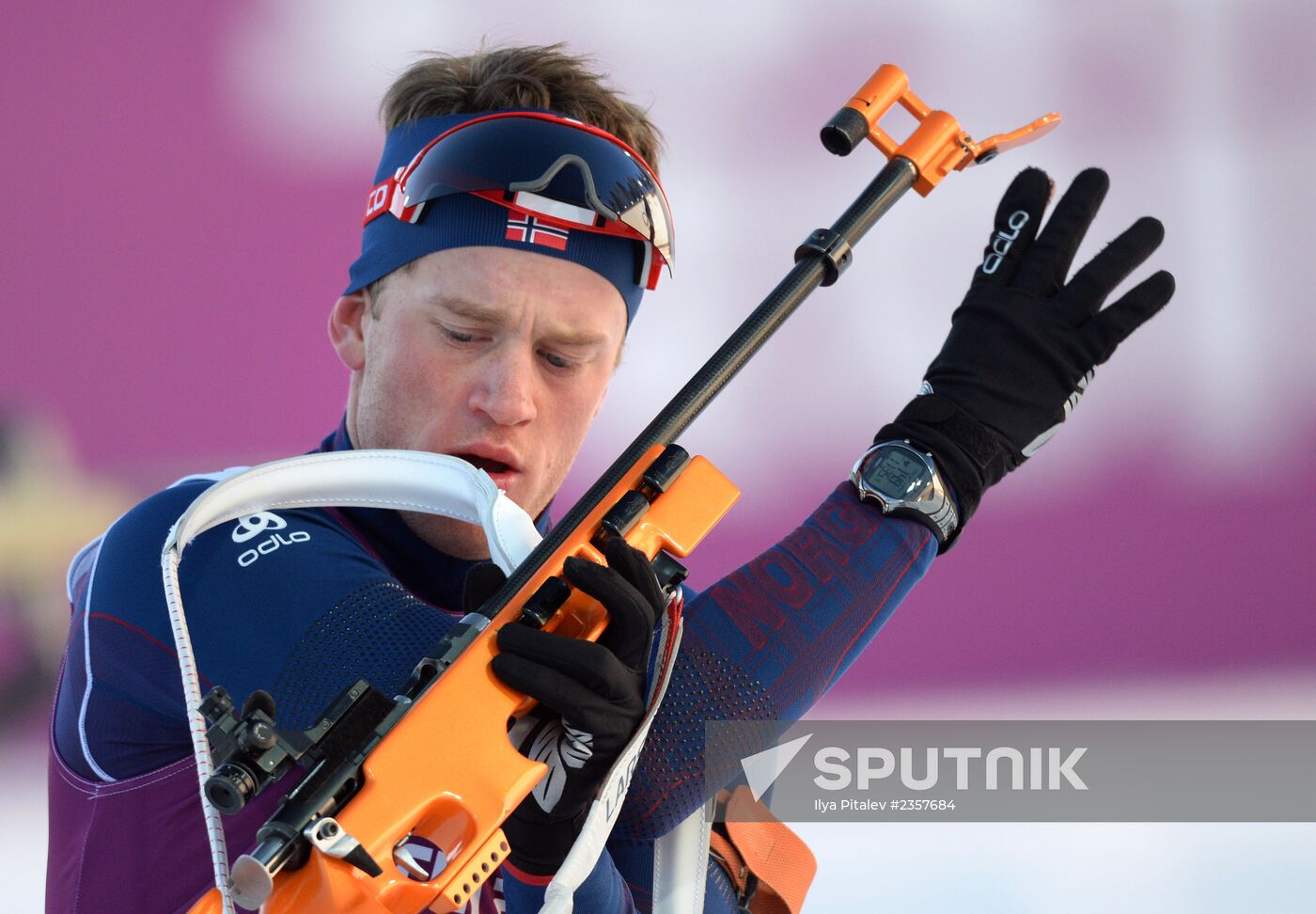 2014 Winter Olympics. Biathlon. Men. Sprint race. Trainings