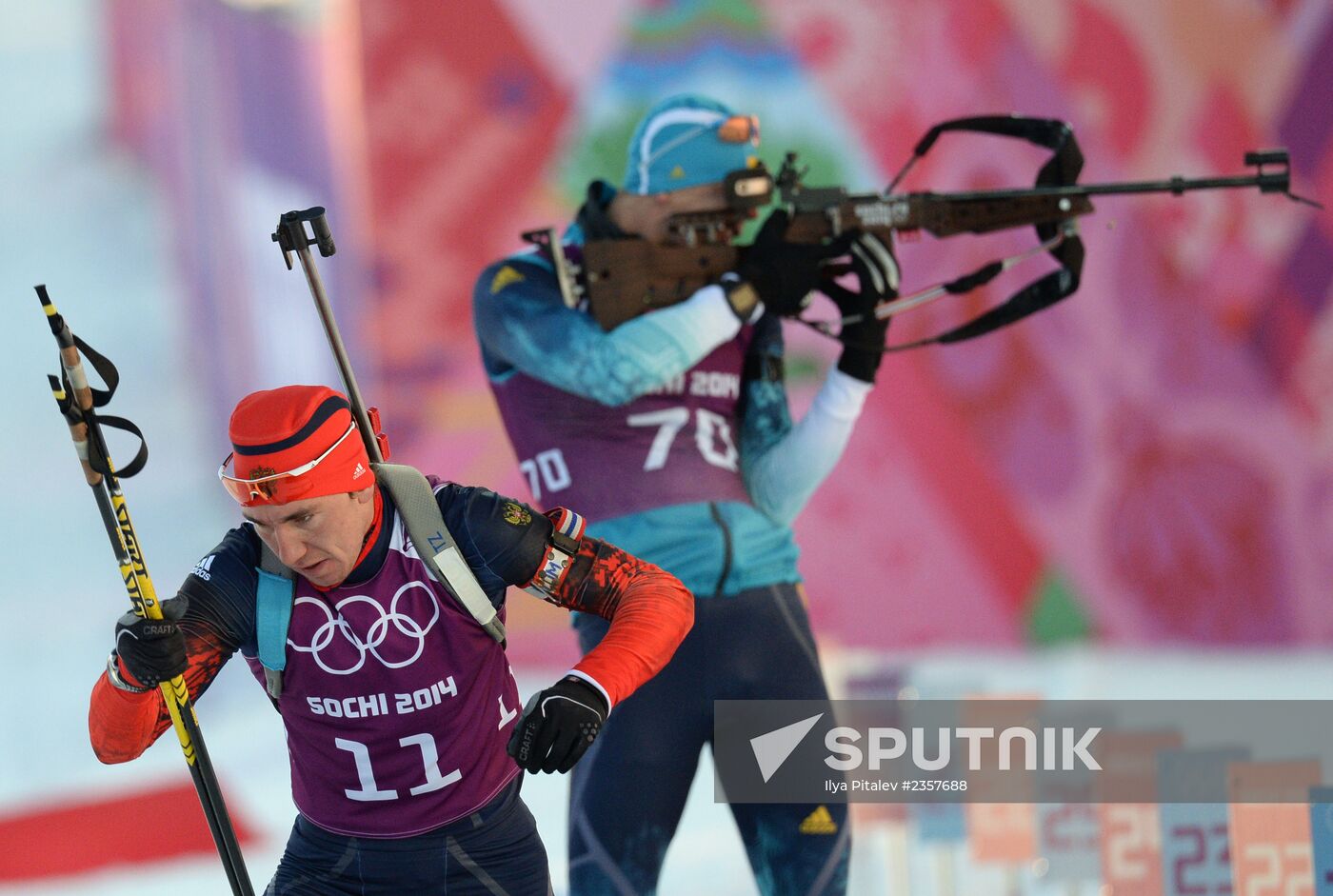 2014 Winter Olympics. Biathlon. Men. Sprint race. Trainings