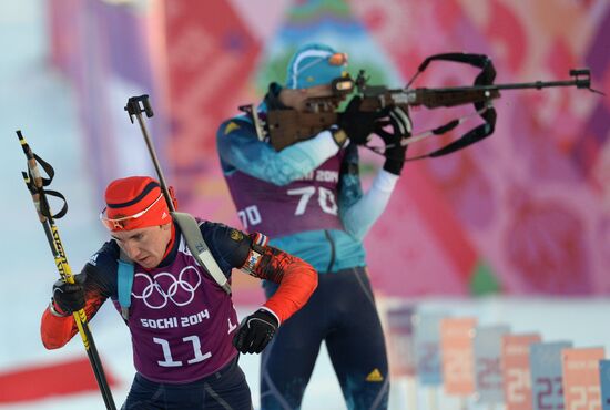 2014 Winter Olympics. Biathlon. Men. Sprint race. Trainings