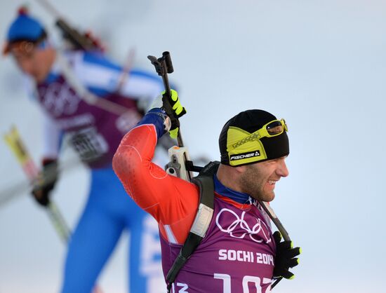 2014 Winter Olympics. Biathlon. Men. Sprint race. Trainings