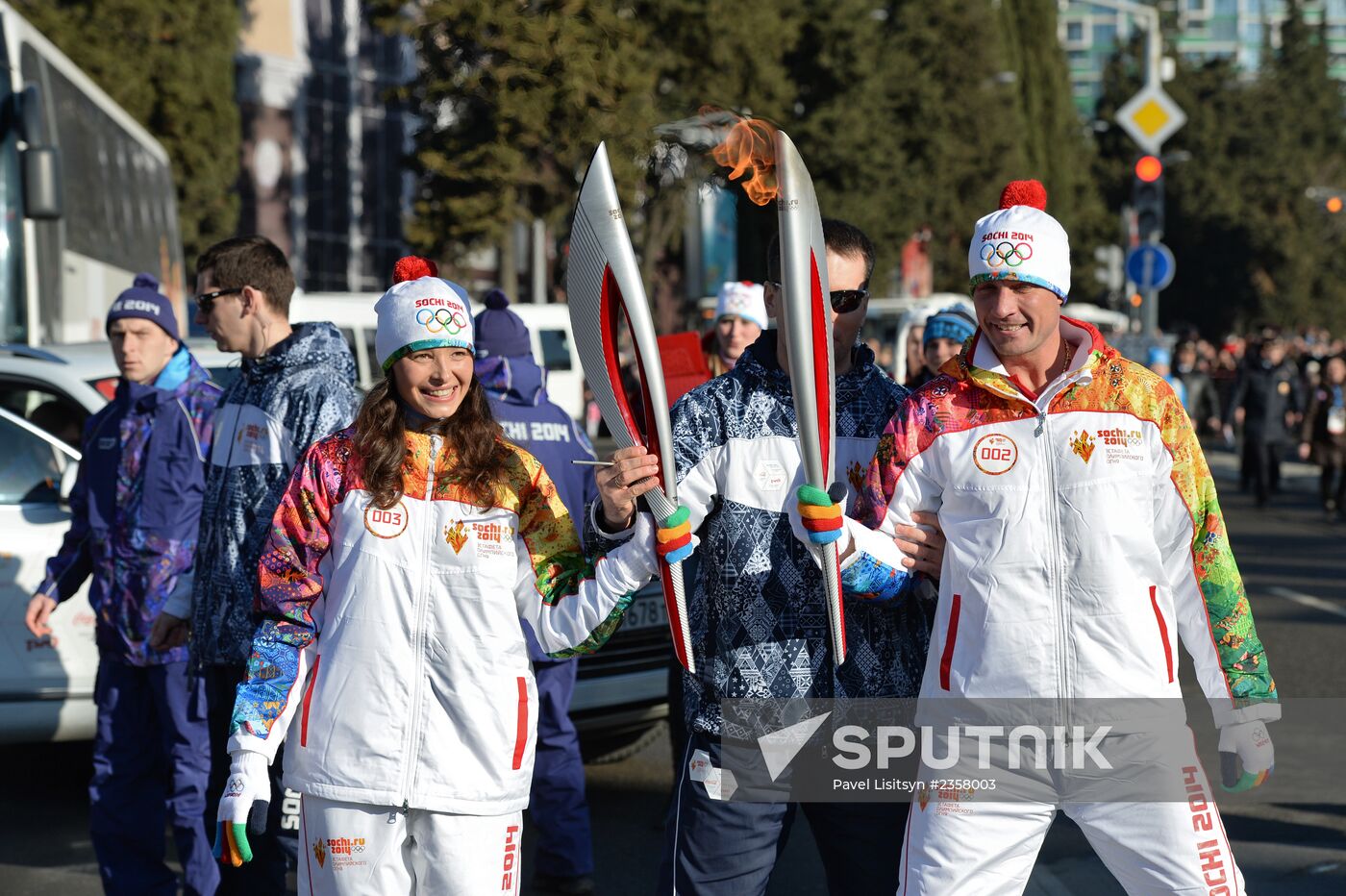 Olympic torch relay. Sochi. Day 2