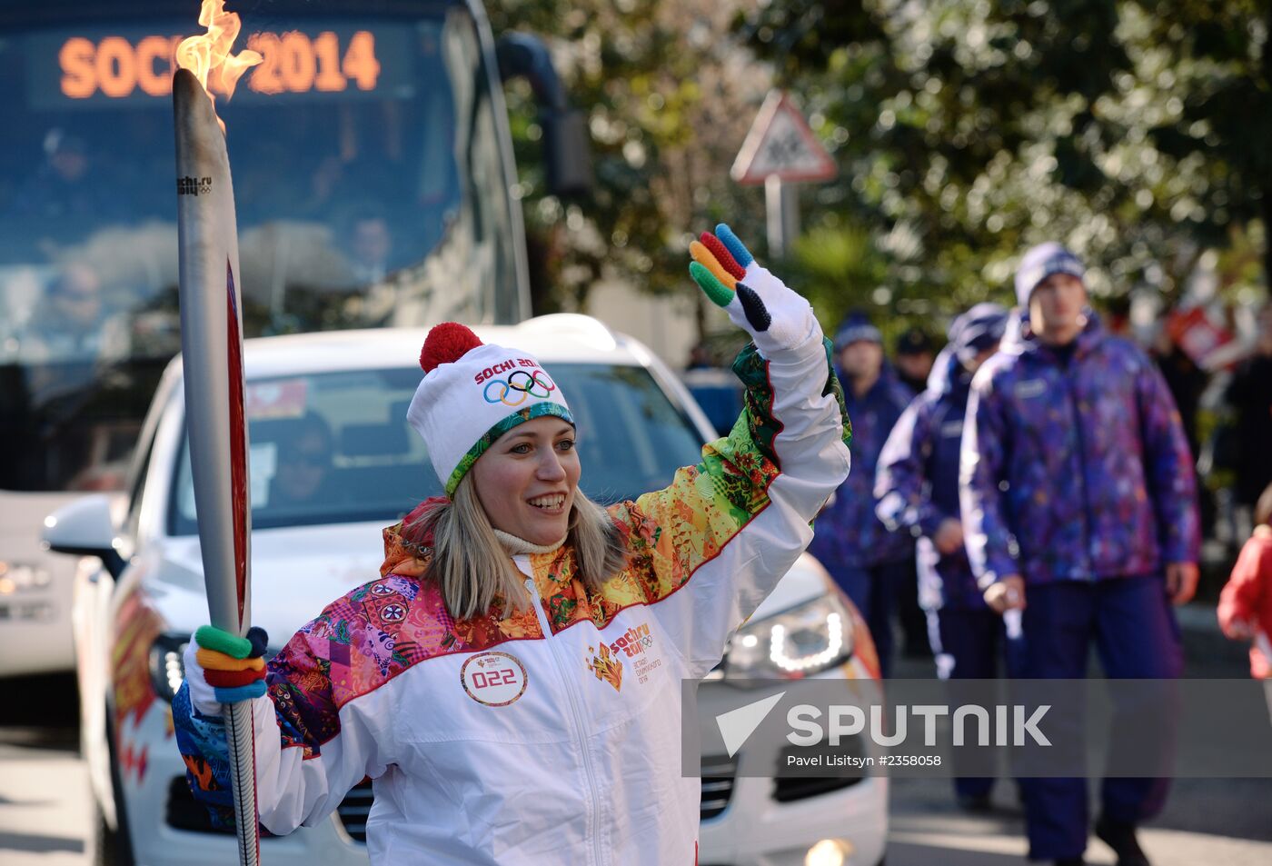 Olympic torch relay. Sochi. Day 2