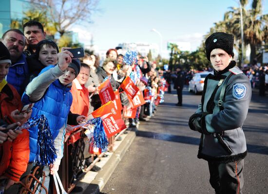 Olympic torch relay. Sochi. Day 2