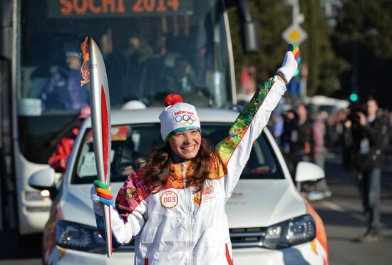 Olympic torch relay. Sochi. Day 2
