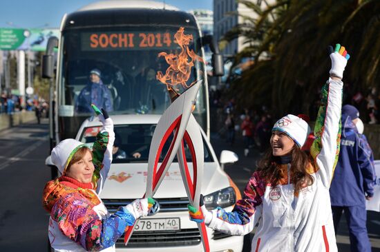 Olympic torch relay. Sochi. Day 2