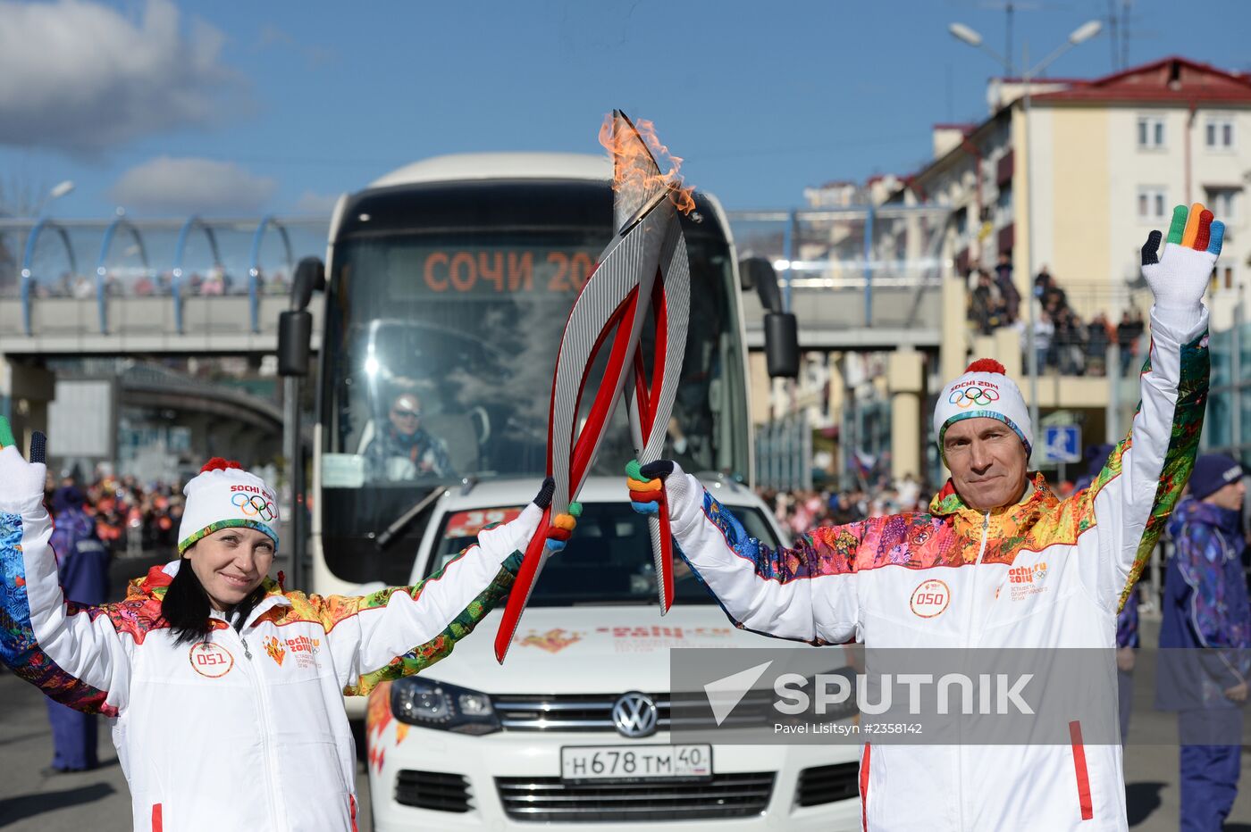 Olympic torch relay. Sochi. Day 2