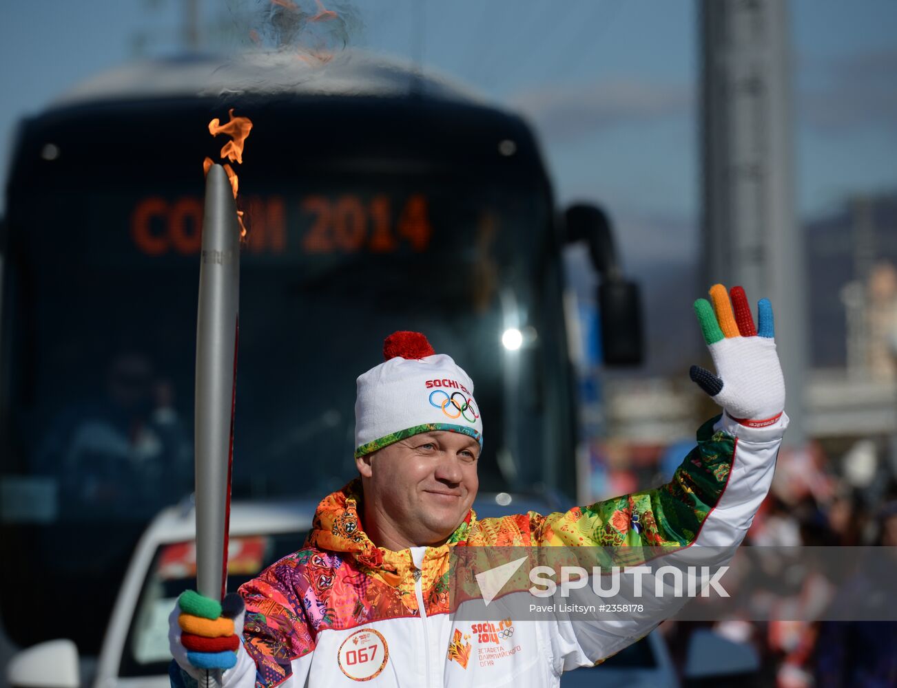 Olympic torch relay. Sochi. Day 2