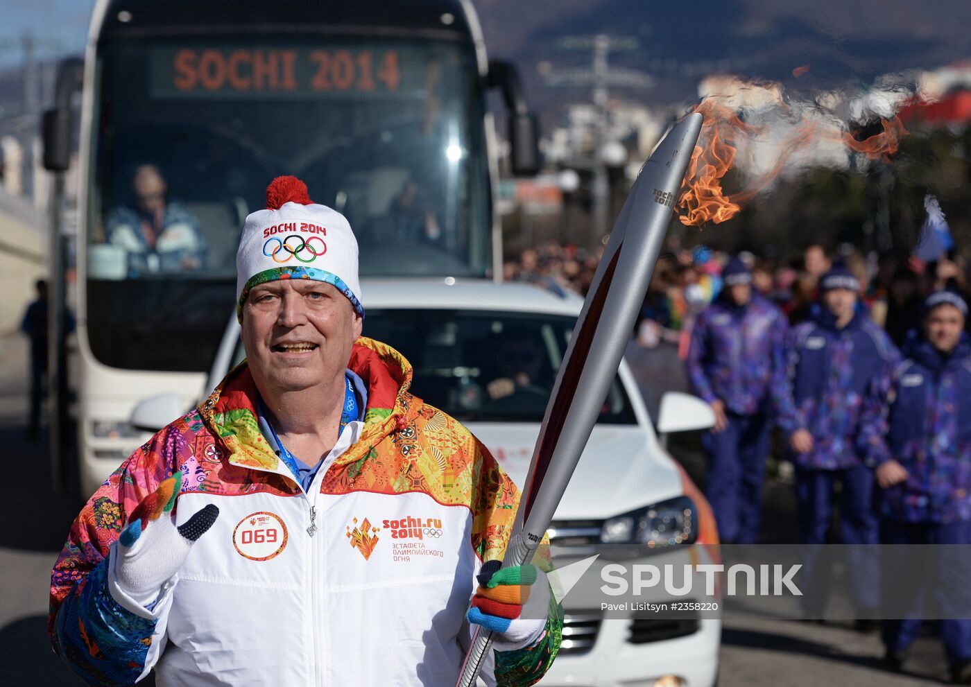Olympic torch relay. Sochi. Day 2
