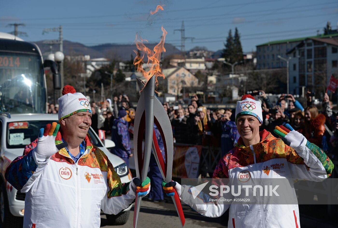 Olympic torch relay. Sochi. Day 2