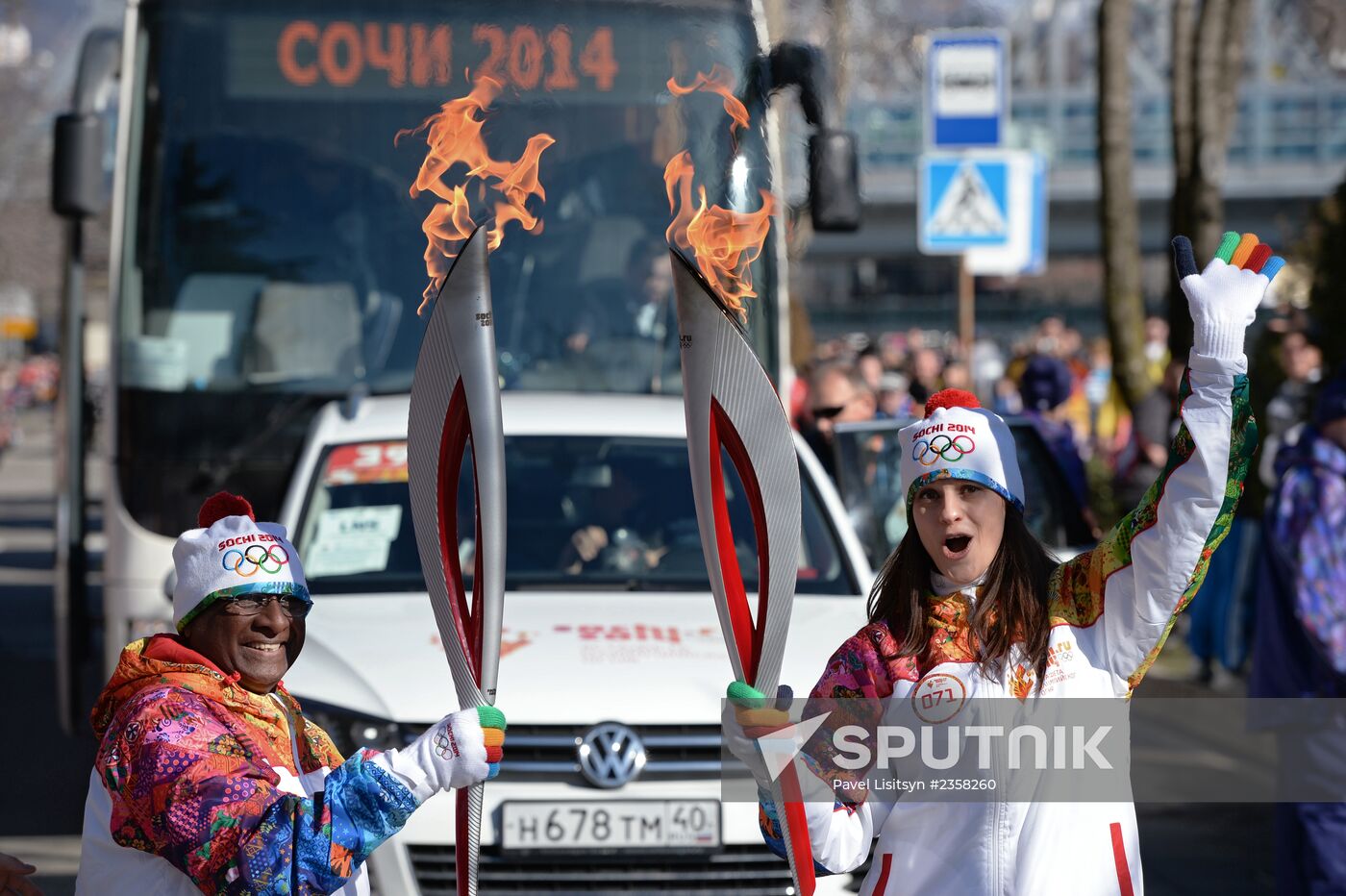 Olympic torch relay. Sochi. Day 2