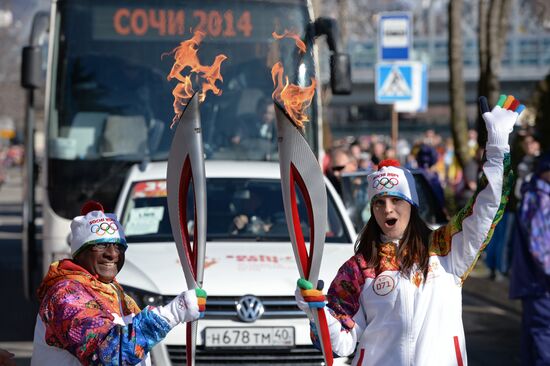 Olympic torch relay. Sochi. Day 2