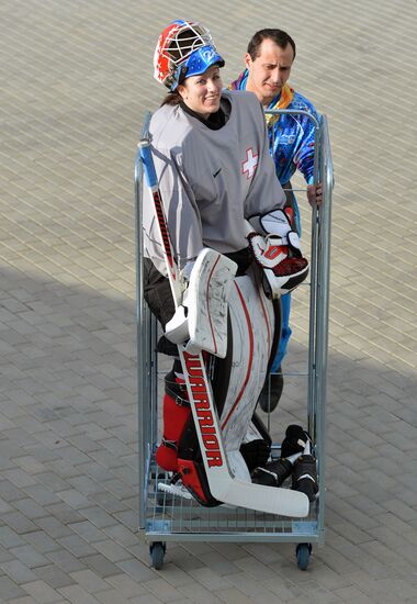 Photo session of Canadian women's national ice hockey team