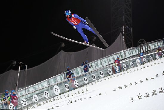 2014 Winter Olympics. Ski jumping. Men. Normal hill. Training