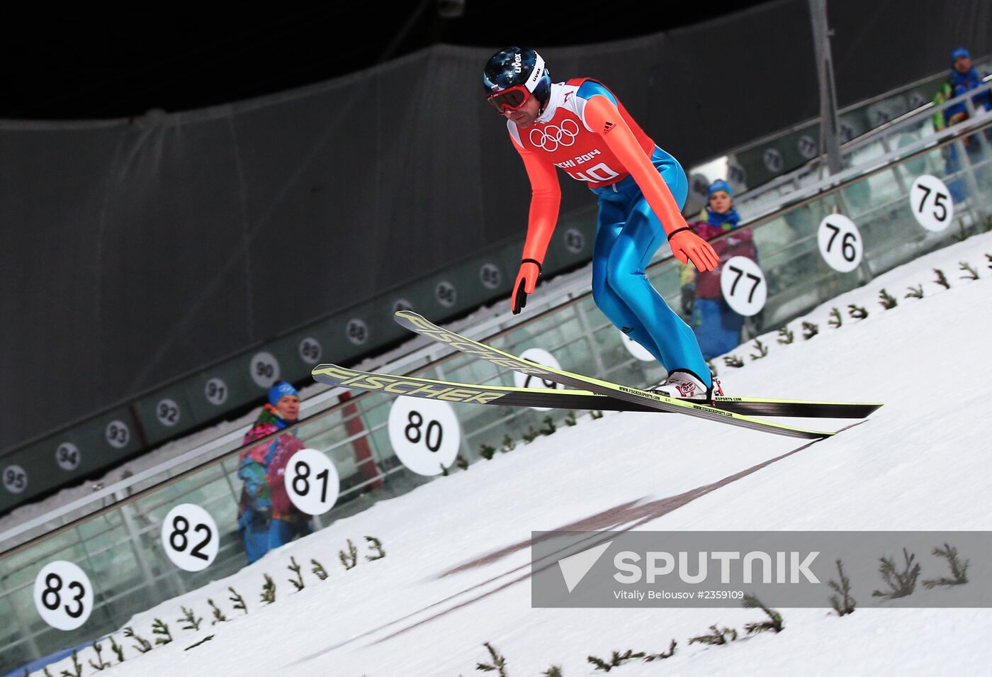 2014 Winter Olympics. Ski jumping. Men. Normal hill. Training