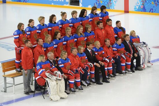 Photo session of Russian women's national ice hockey team