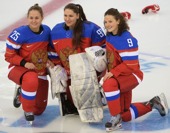 Photo session of Russian women's national ice hockey team