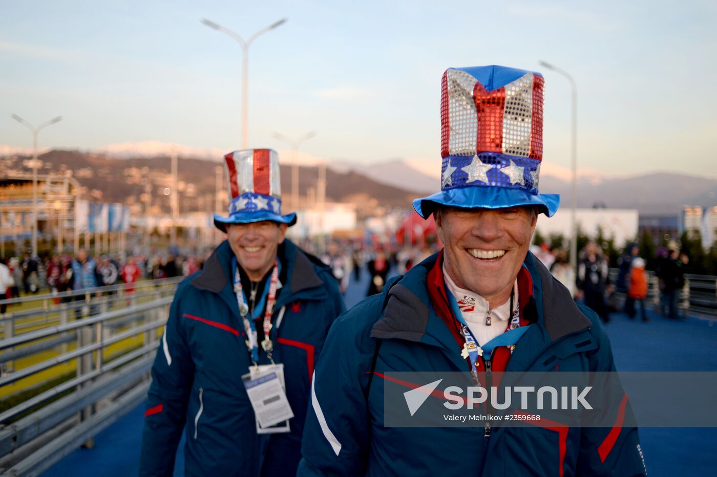 Spectators arrive for the XXII Olympic Winter Games opening