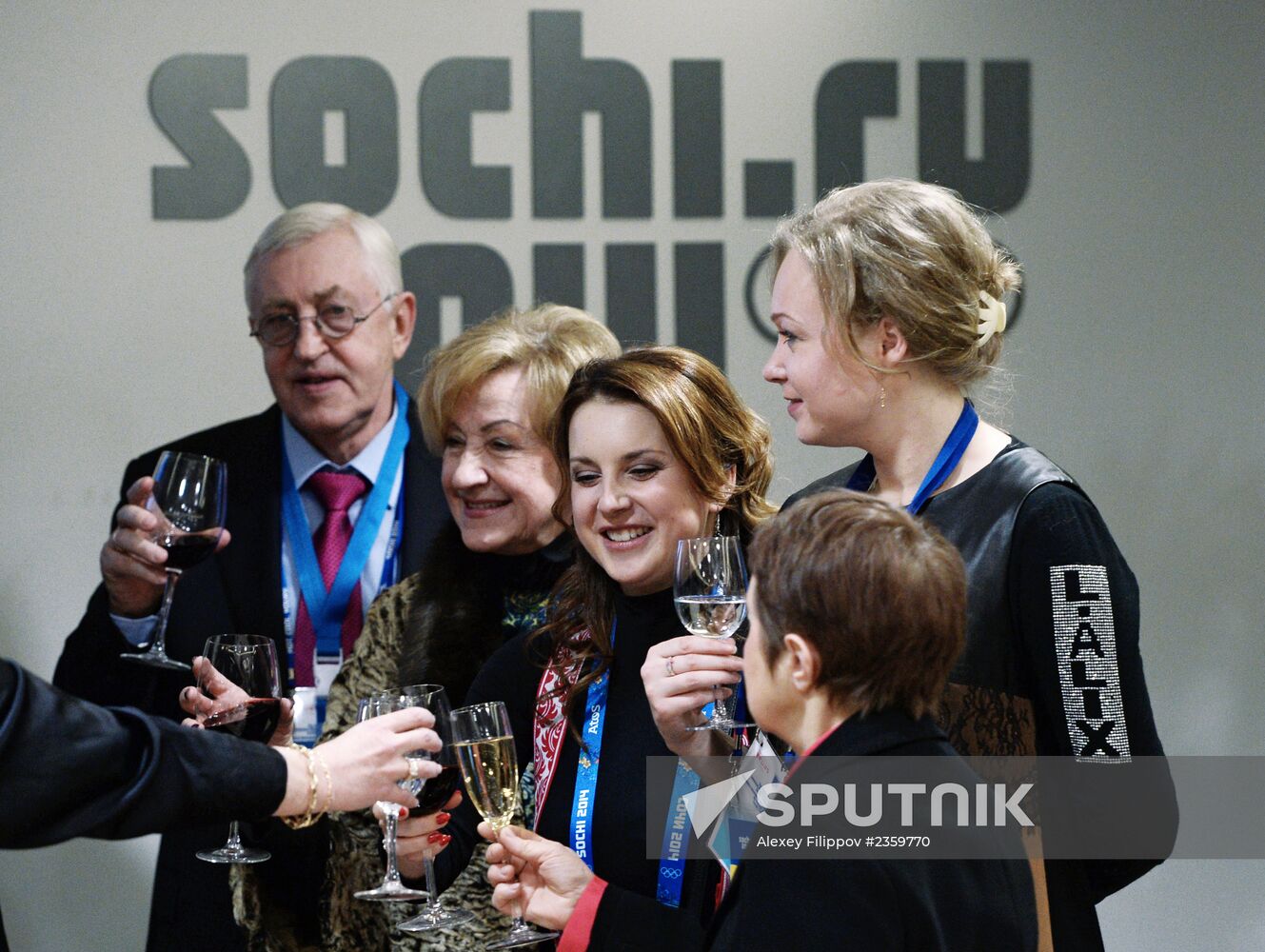 Spectators arrive for the XXII Olympic Winter Games opening