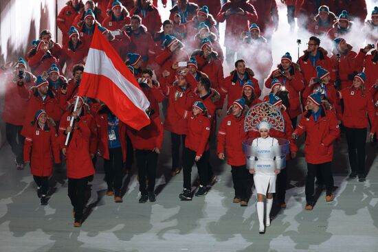 Opening ceremony of XXII Olympic Winter Games