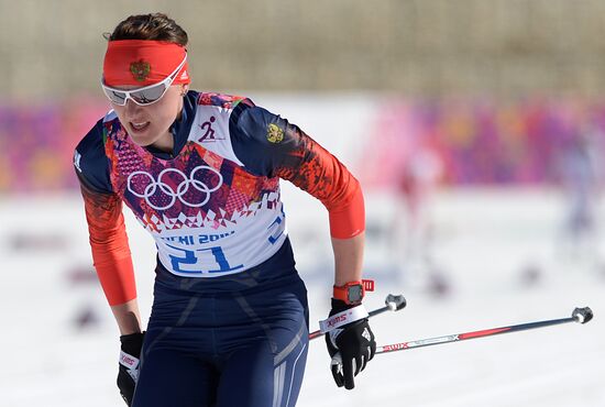 2014 Winter Olympics. Cross country skiing. Women. Skiathlon