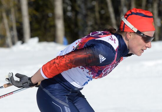 2014 Winter Olympics. Cross country skiing. Women. Skiathlon